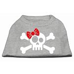 Skull Crossbone Bow Screen Print Shirt Grey Lg