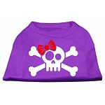 Skull Crossbone Bow Screen Print Shirt Purple Lg