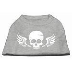 Skull Wings Screen Print Shirt Grey Lg