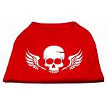 Skull Wings Screen Print Shirt Red Lg