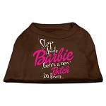 New Bitch in Town Screen Print Dog Shirt Brown Lg