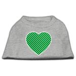 Green Swiss Dot Heart Screen Print Shirt Grey Lg