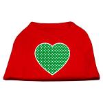 Green Swiss Dot Heart Screen Print Shirt Red Lg