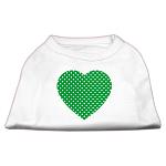 Green Swiss Dot Heart Screen Print Shirt White L