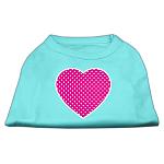 Pink Swiss Dot Heart Screen Print Shirt Aqua Lg