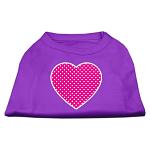 Pink Swiss Dot Heart Screen Print Shirt Purple Lg