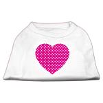 Pink Swiss Dot Heart Screen Print Shirt White L