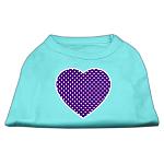 Purple Swiss Dot Heart Screen Print Shirt Aqua Lg