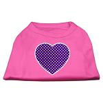 Purple Swiss Dot Heart Screen Print Shirt Bright Pink Lg