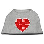 Red Swiss Dot Heart Screen Print Shirt Grey Lg