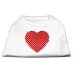 Red Swiss Dot Heart Screen Print Shirt White L