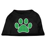 Green Swiss Dot Paw Screen Print Shirt Black Lg