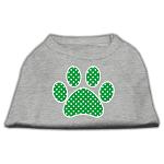 Green Swiss Dot Paw Screen Print Shirt Grey Lg