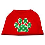 Green Swiss Dot Paw Screen Print Shirt Red Lg