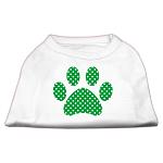 Green Swiss Dot Paw Screen Print Shirt White L