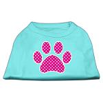 Pink Swiss Dot Paw Screen Print Shirt Aqua Lg