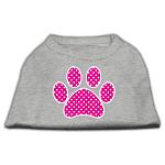 Pink Swiss Dot Paw Screen Print Shirt Grey Lg