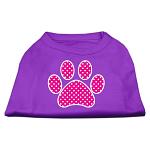 Pink Swiss Dot Paw Screen Print Shirt Purple Lg