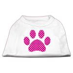 Pink Swiss Dot Paw Screen Print Shirt White L