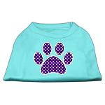 Purple Swiss Dot Paw Screen Print Shirt Aqua Lg