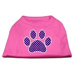 Purple Swiss Dot Paw Screen Print Shirt Bright Pink Lg