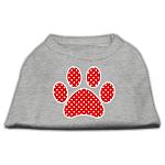 Red Swiss Dot Paw Screen Print Shirt Grey Lg