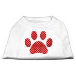 Red Swiss Dot Paw Screen Print Shirt White L