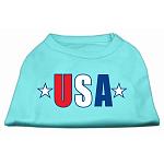 USA Star Screen Print Shirt Aqua Lg