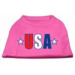 USA Star Screen Print Shirt Bright Pink Lg