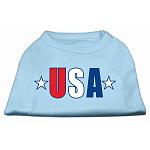 USA Star Screen Print Shirt Baby Blue Lg