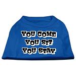 You Come, You Sit, You Stay Screen Print Shirts Blue Lg