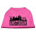 Amsterdam Skyline Screen Print Shirt Bright Pink Lg