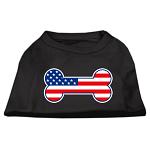 Bone Shaped American Flag Screen Print Shirts Black L