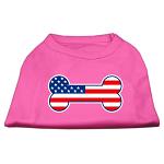 Bone Shaped American Flag Screen Print Shirts Bright Pink L