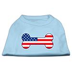 Bone Shaped American Flag Screen Print Shirts Baby Blue L