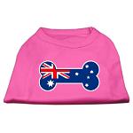 Bone Shaped Australian Flag Screen Print Shirts Bright Pink L