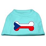 Bone Shaped Czech Republic Flag Screen Print Shirts Aqua L