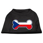 Bone Shaped Czech Republic Flag Screen Print Shirts Black L