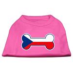 Bone Shaped Czech Republic Flag Screen Print Shirts Bright Pink L