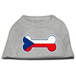 Bone Shaped Czech Republic Flag Screen Print Shirts Grey L