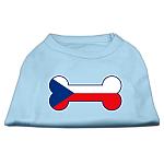 Bone Shaped Czech Republic Flag Screen Print Shirts Baby Blue L