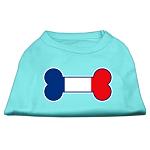 Bone Shaped France Flag Screen Print Shirts Aqua L