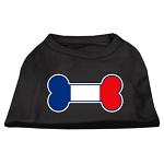 Bone Shaped France Flag Screen Print Shirts Black L