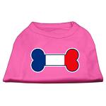 Bone Shaped France Flag Screen Print Shirts Bright Pink L