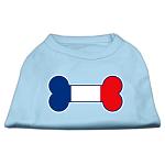 Bone Shaped France Flag Screen Print Shirts Baby Blue L