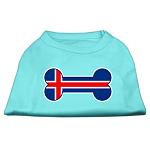 Bone Shaped Iceland Flag Screen Print Shirts Aqua L