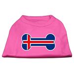 Bone Shaped Iceland Flag Screen Print Shirts Bright Pink L