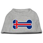 Bone Shaped Iceland Flag Screen Print Shirts Grey L