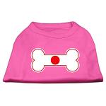 Bone Shaped Japan Flag Screen Print Shirts Bright Pink L