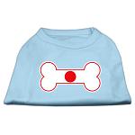 Bone Shaped Japan Flag Screen Print Shirts Baby Blue L